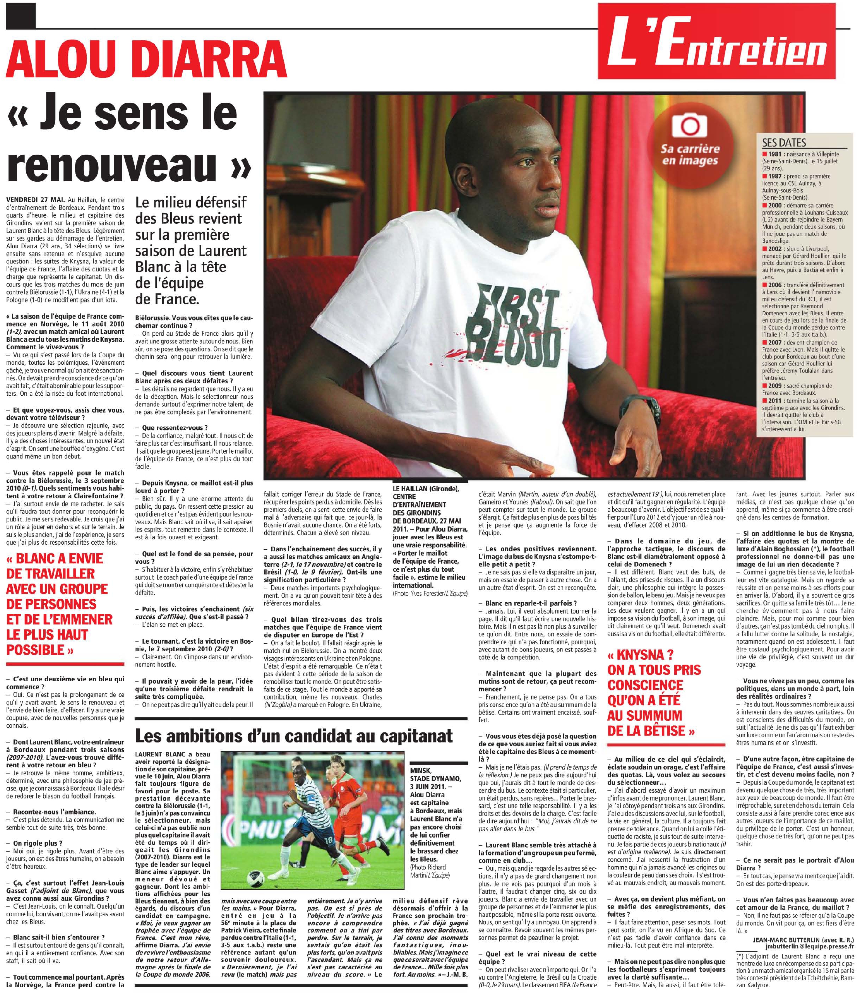 Entretien Diarra pour l'Equipe