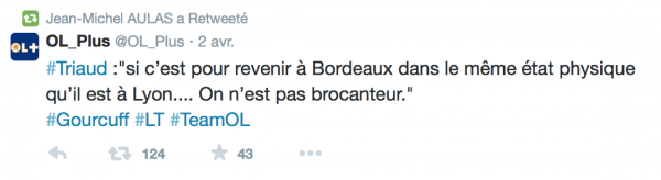 Aulas Twitter Triaud Gourcuff