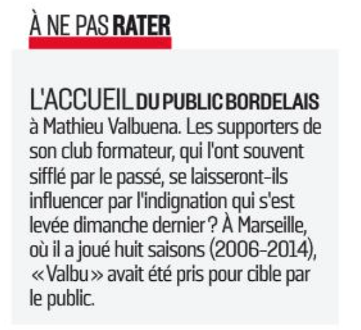Valbuena l'équipe accueil Bordeaux