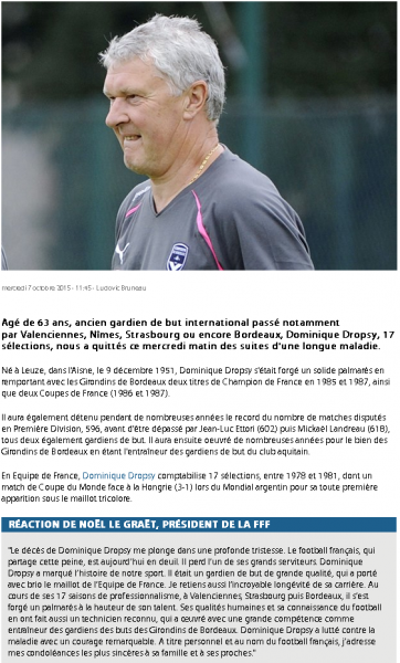 communiqué FFF dropsy