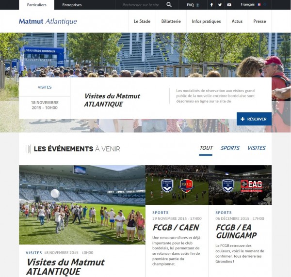 Le nouveau site internet du nouveau stade de Bordeaux.